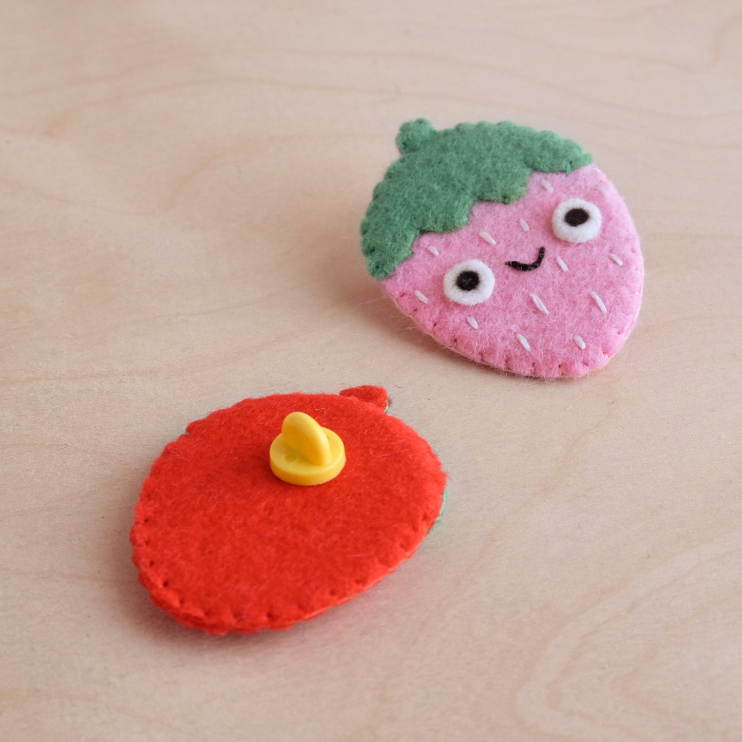 Felt strawberry pin