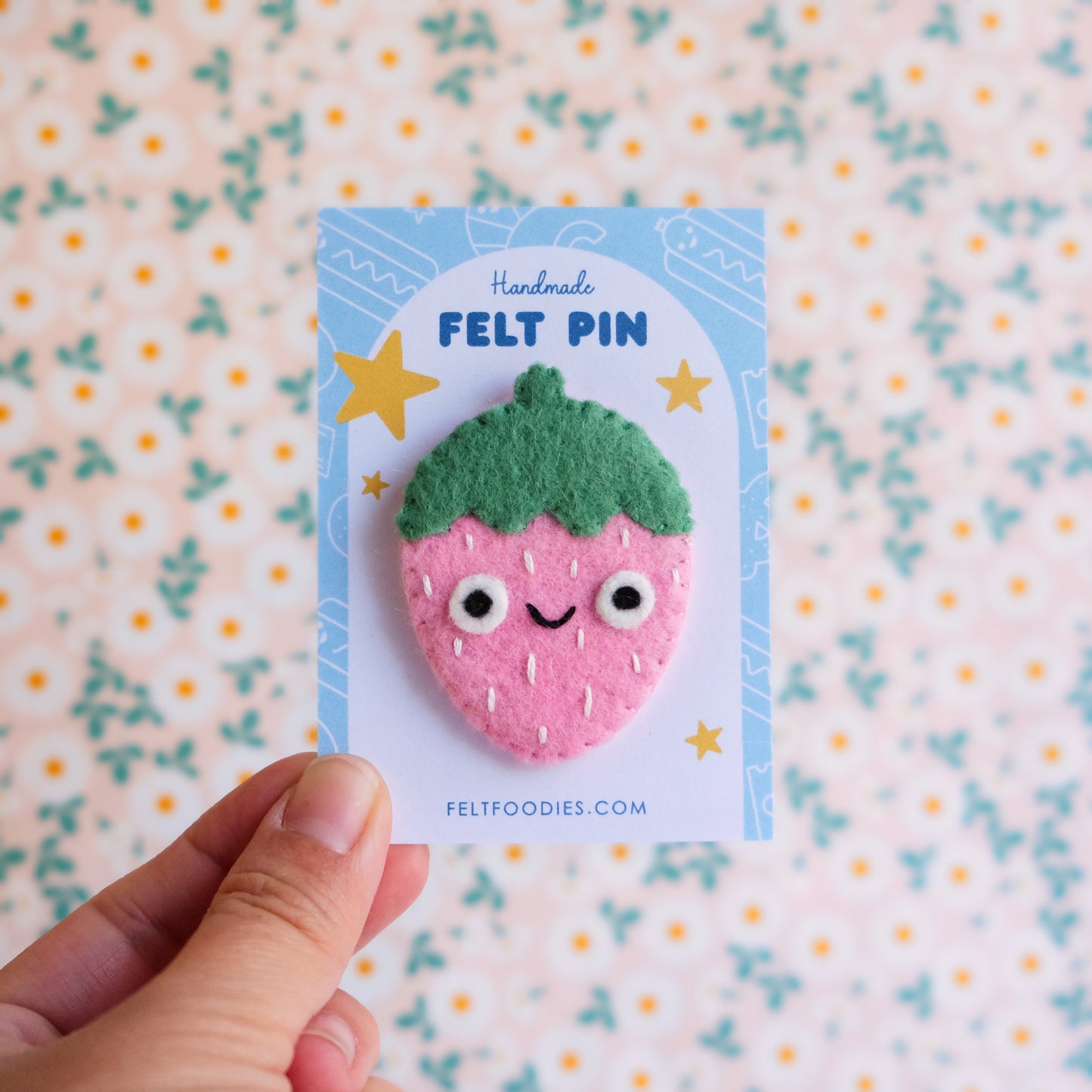 Felt strawberry pin