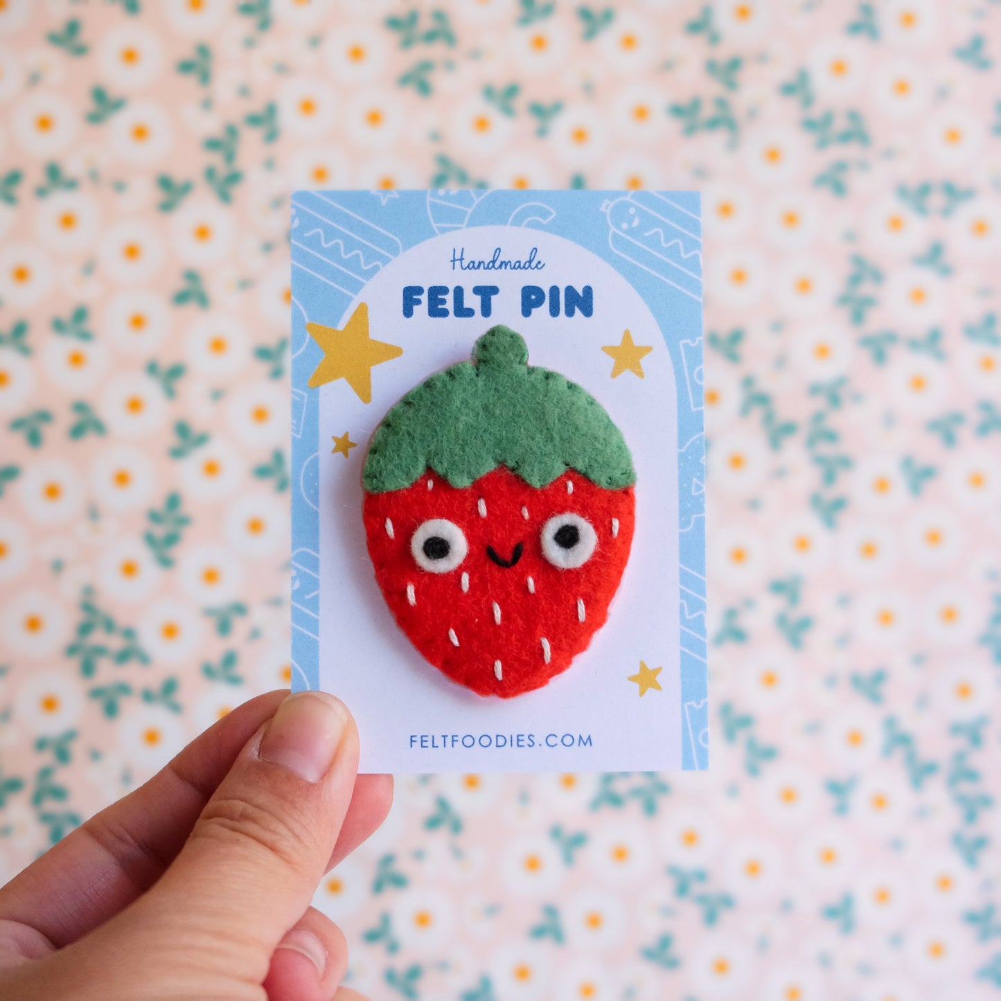 Felt strawberry pin